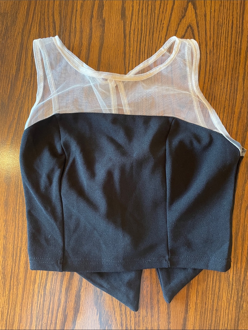 SHEIN Black Crop Top with White Sheer Yoke